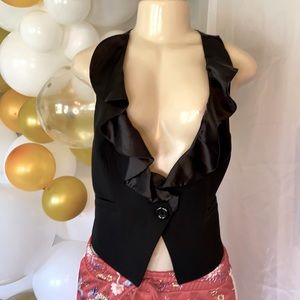 Luxe Arden B Black Ruffled Vest, Lg
